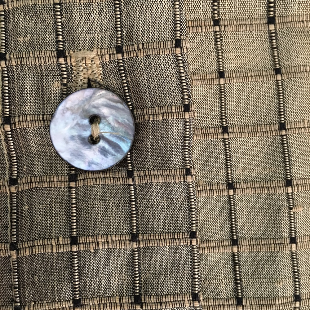 Shimmery Square Pattern Four Button 100% Silk Top - image 3